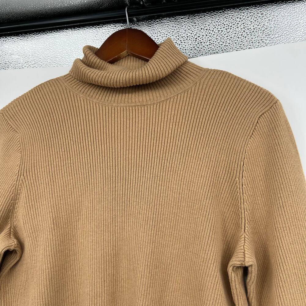 NEW Lauren Ralph Lauren sweater classic long sleeve ribbed camel turtleneck XL - Picture 2 of 9